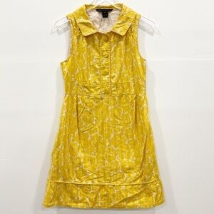 Marc By Marc Jacobs Yellow Floral Sleeveless Dress Cotton Collar Button Front 10